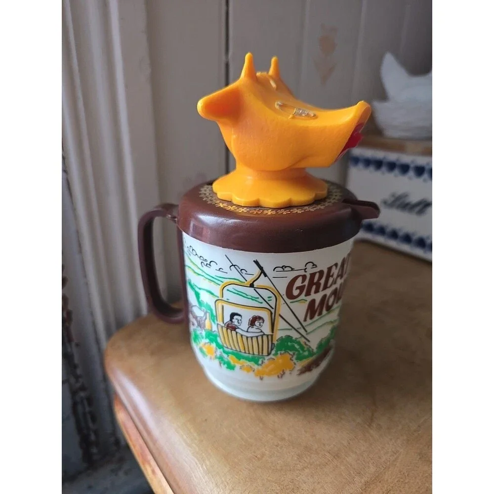 Vintage Cow Great Smoky Mountains Plastic Mug Farmhouse To Go Cup Milk Creamer